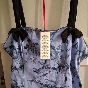 Urban Outfitters Light Blue Floral Strap Dress with Black Accents